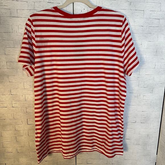 Lauren Ralph Lauren T-shirt red white stripes lace embroidered initials plus Sz - Picture 3 of 10